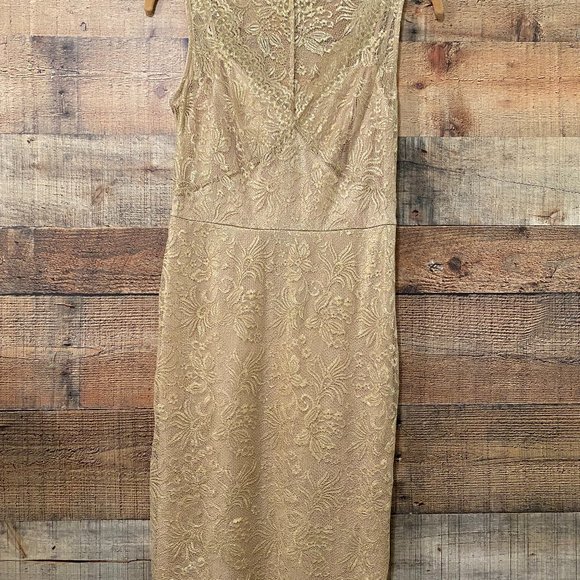 BCBG Max Azria Gold Lace Slip Dress Size 2- Stunning! NWT - Picture 5 of 13